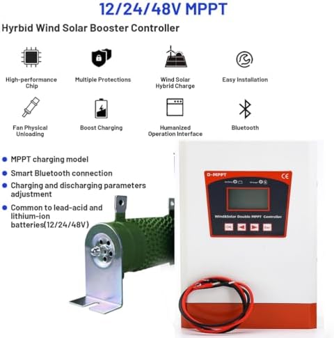 Kang 24V MPPT 14000W Hybrid Solar Wind Charge Controller, 30A/40A PWM Battery Regulator for Efficient Solar and Wind Energy Management