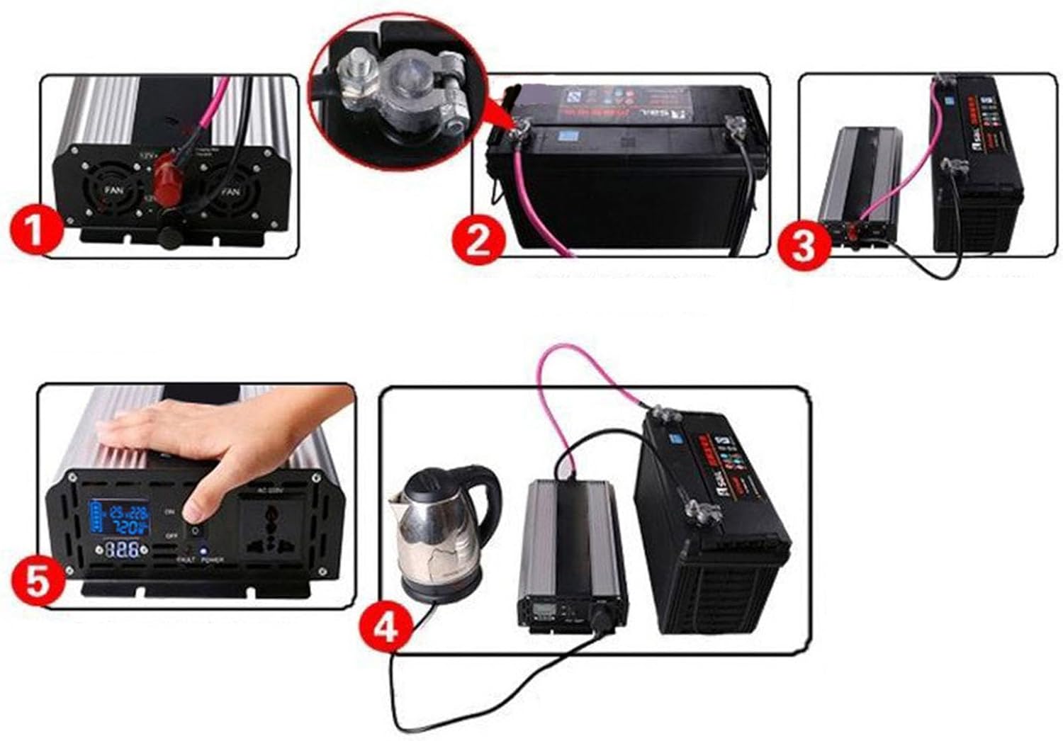 Multifunction 12V To 1600W ABS Sine Waving Inverters & Stationary Solar Power Inverters For Homes Office & Field Work