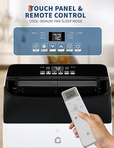 14,000 BTU Portable Air Conditioner with Dehumidifier & Fan, Cools Up to 750 Sq.Ft. Room Air Conditioner, Remote Control, Installation Kits, Auto Swing, Quiet Portable AC Units for Rooms, Black Top