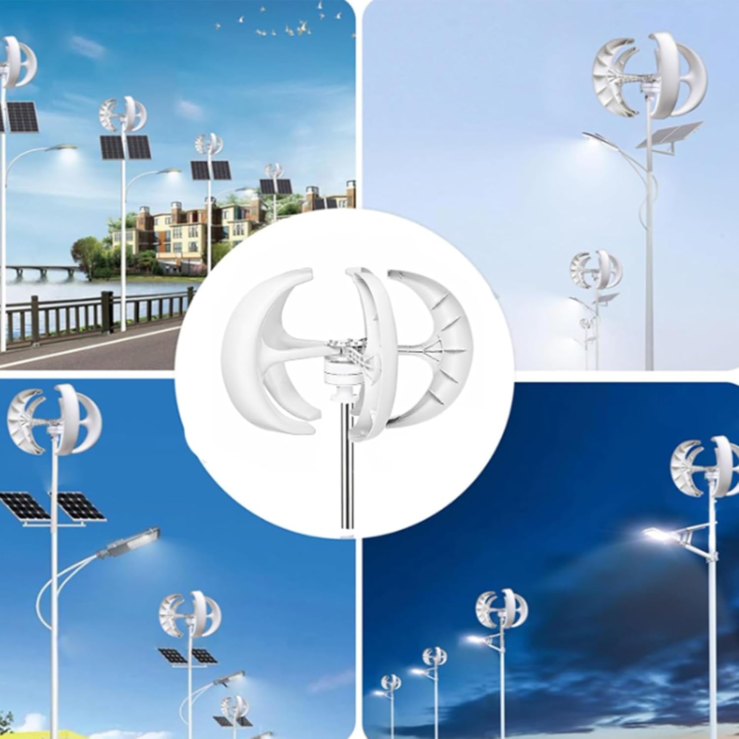 8000W 5 Blades 12V 24V 48V Vertical Axis Wind Turbine with Controller,Wind Speed of 2/S to Start, for Home Use No Noise Small Wind Turbine Generator
