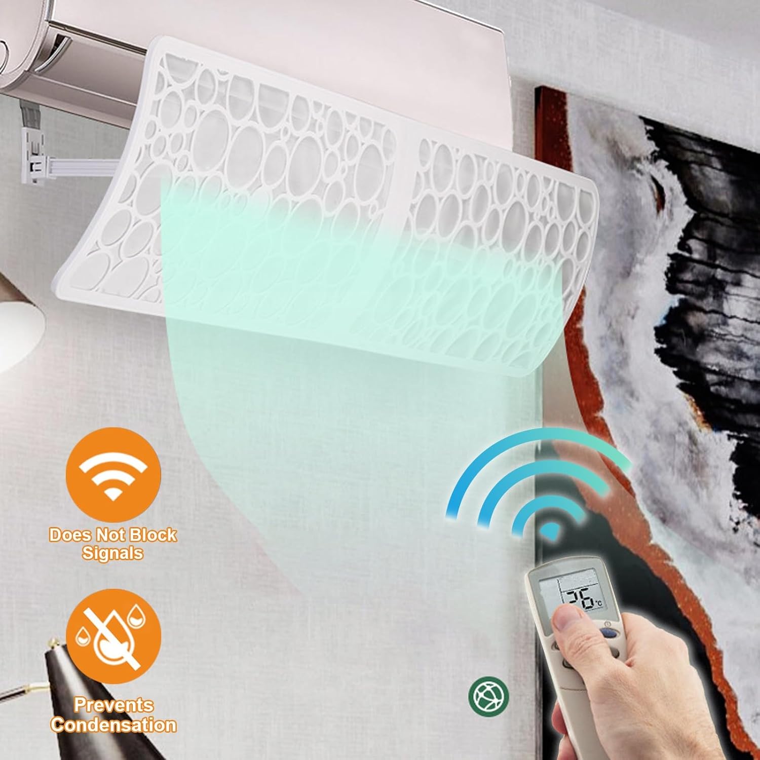 Bottom-mounted Air Vent Deflector, Universal Adjustable Air Conditioner Deflector, Air Deflector for Wall-mounted Air Conditioner