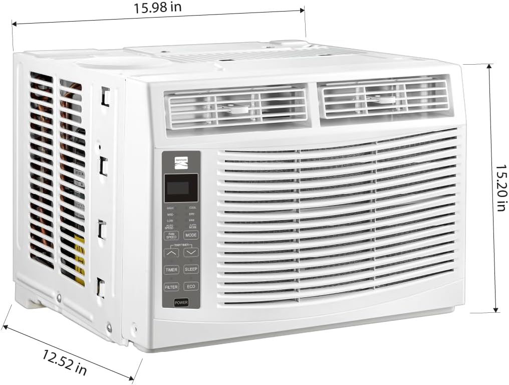 Kenmore KM6K-R 6,000 BTU Window Air Conditioner for Small to Medium Rooms up to 250 Sq. Ft. – Quiet Cooling, Remote Control, Easy Install, Energy Efficient, Digital Display, Washable Filter