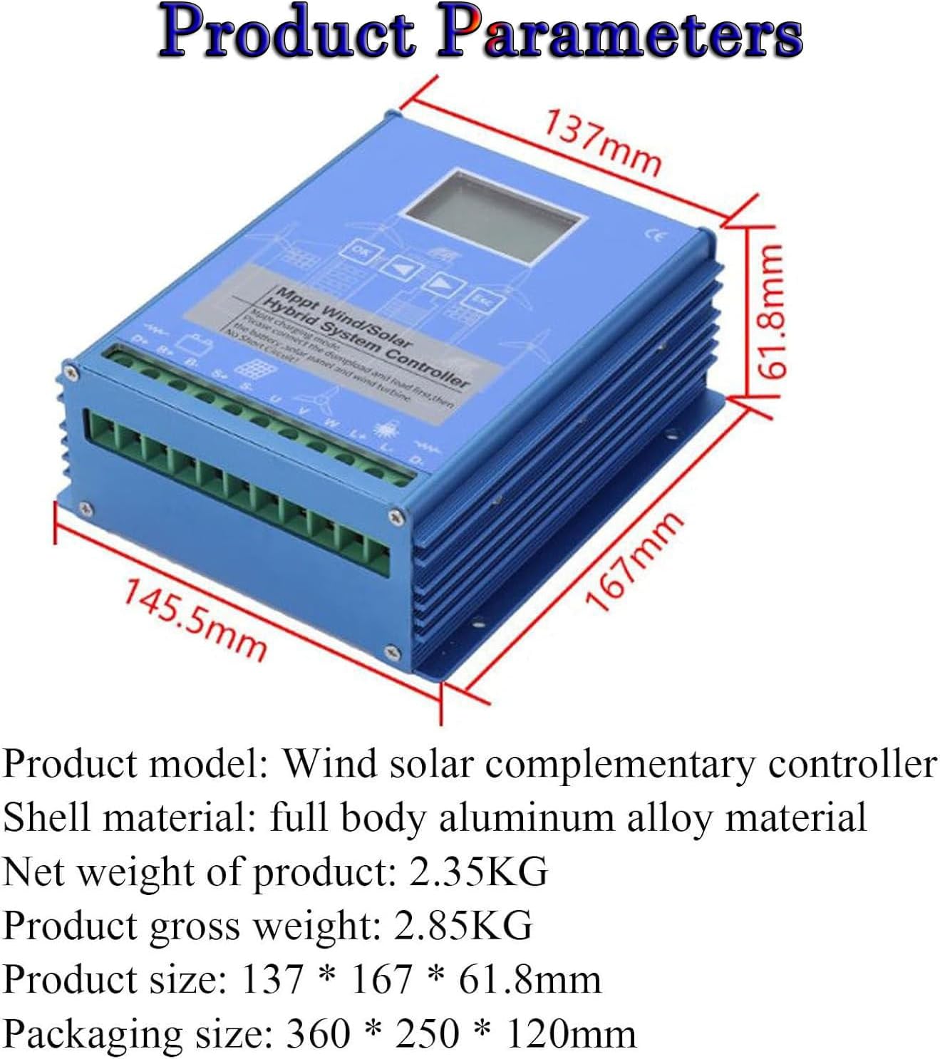 Wind Solar Hybrid Charge Controller,12V/24V/48V Automatic Mppt Charge Boost Charging Regulator for Home, Boat, Street Light 12V-6000W