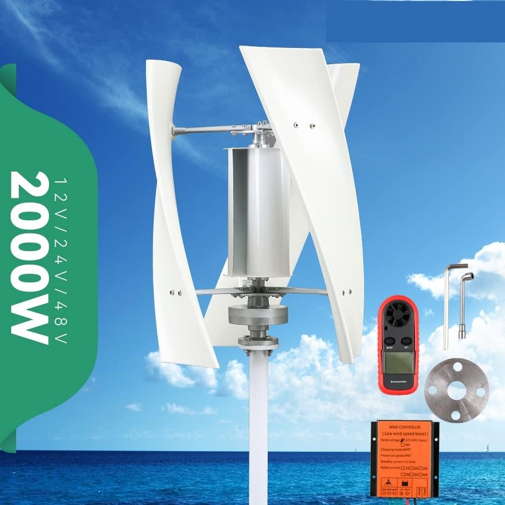 Wind Turbine, Windmill Energy 12v 24v Turbine w 3 Blades Vertical Axis Permanent Maglev Generator with Mppt Controller(400W-01,Turbine ONLY_12V)