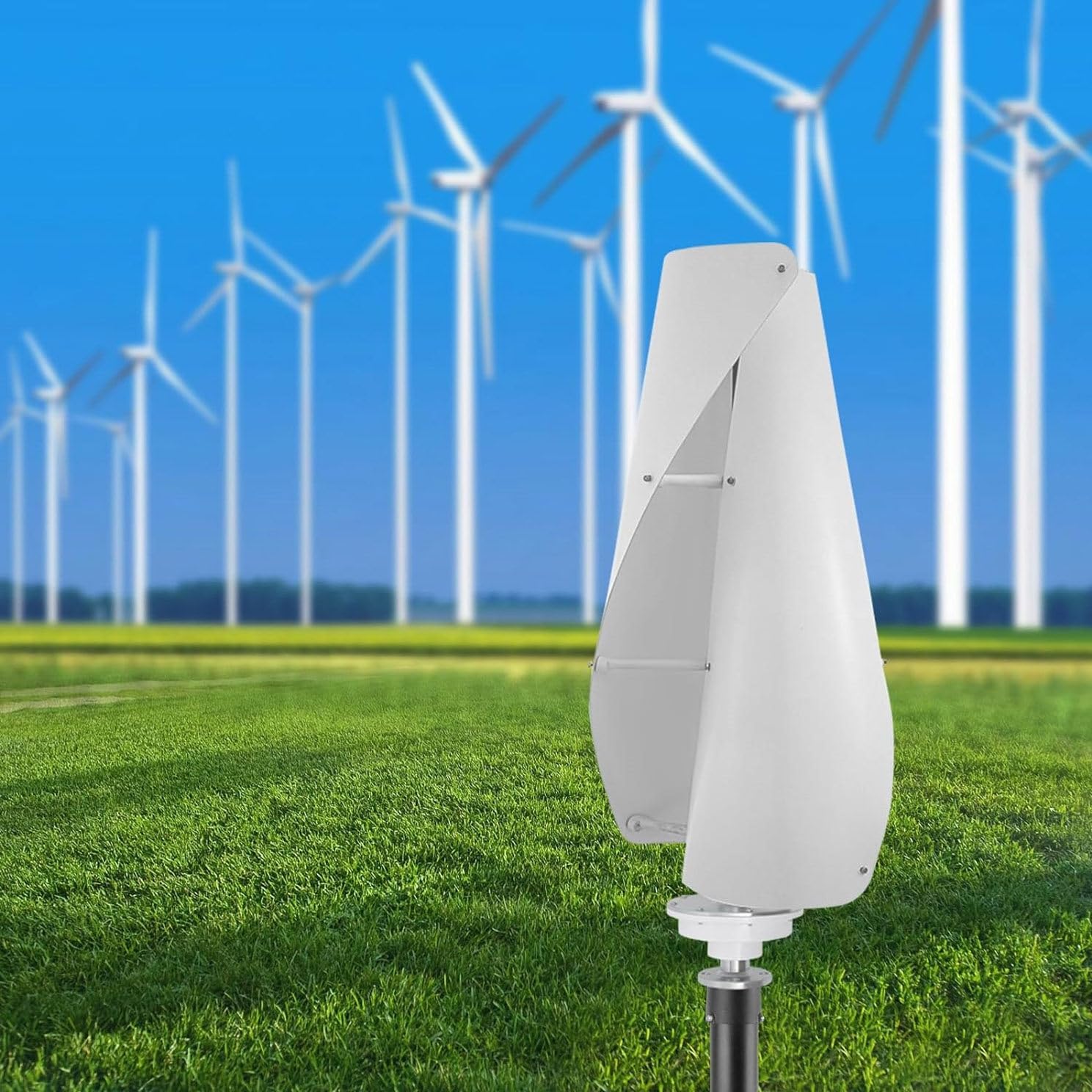Vertical Wind Turbine 2 Blades 12V/24V, Helical Magnetic Levitation, MPPT Controller, Spiral Design for Efficient Home & Factory Power Generation