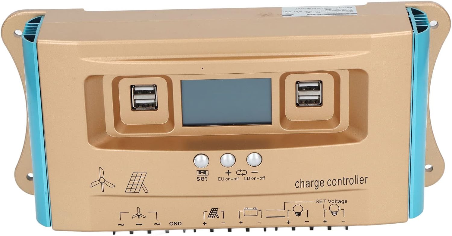 MPPT Solar Charge Controller Advanced Overcharge Protection Solar Panel Regulator for RV Home Systems 12V 24V 36V 48V 60V PC Material (100A)