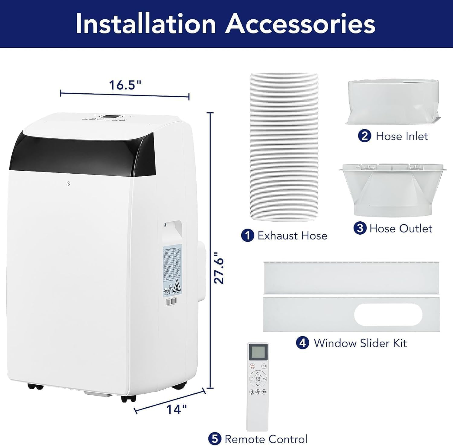 Portable Air Conditioners 14,000 BTU, Fast Cooling up to 750 Sq.Ft., Room Air Conditioners Portable with Dehumidifier & Fan Mode & Remote Control for Bedroom, Dorms, Indoor Rooms - White