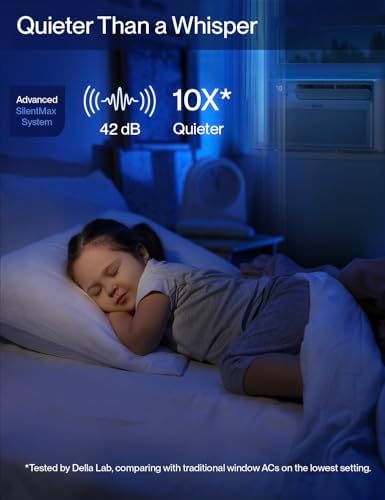 DELLA 12000 BTU Smart Inverter Window Air Conditioner Ultra Quiet AC Unit Cools up to 520 Sq.Ft, Energy Star Certified, Works with Alexa, GEO Location, Remote/Wi-Fi Enabled Control, Easy Install Kit