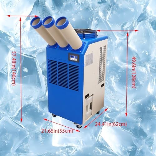 220VIndustrial Portable Air Conditioner Air Flow 910m³/h with Wheels 14L Tank Three Tube 2400W Commercial Spot Cooler Adjustable Outlet Ideal for Insititute Workshops Outdoor Events
