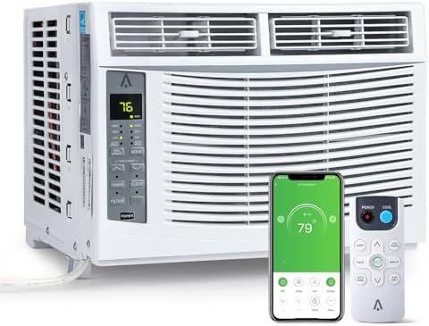 Window Air Conditioner 6000 BTU, Window AC Unit With WiFi Cooling Room 250sq.Ft, Energy Saving Window AC Unit With Remote & App Control & Timer Function & Easy Install Kit 115V/60Hz
