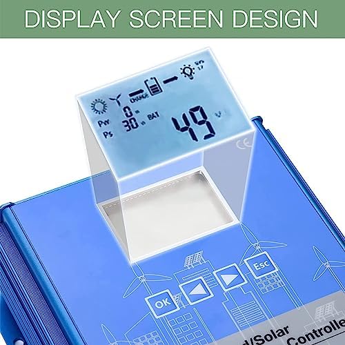 24V 10000W MPPT Wind Solar Hybrid Charge Controller - Off-Grid 12V/24V/48V Solar Controller with LCD Display & Dump Load for Wind Turbine Systems