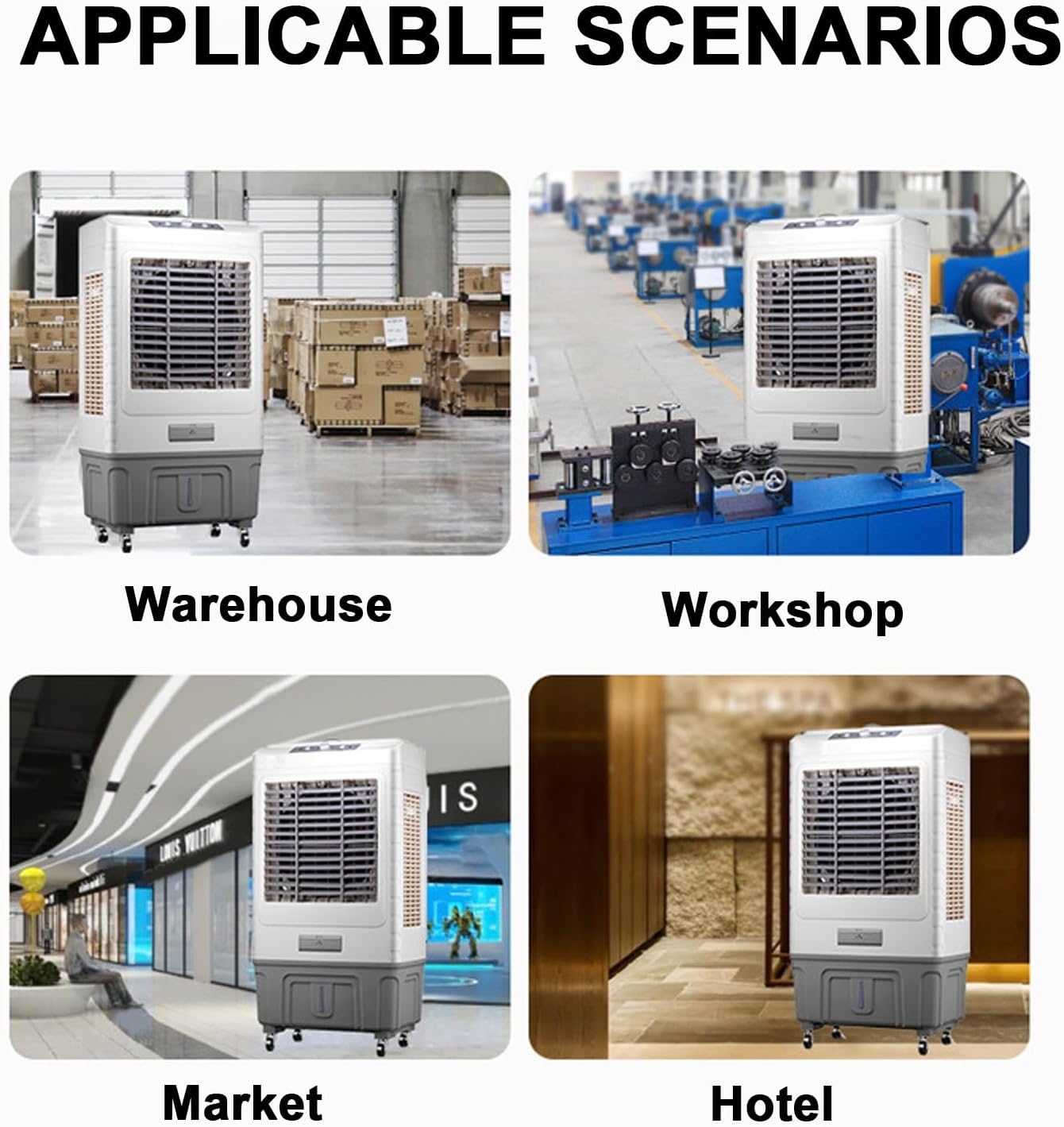 Swamp Cooler, Windowless Air Conditioner, Evaporative Air Cooler with 13.2gallon, 4 Ice Packs, 3-in-1 Cooling Fan w/3 Mode & 3 Speed, 7H Timer & Remote for Home Office Garage Outdoor(50x37x95cm/19.6x1