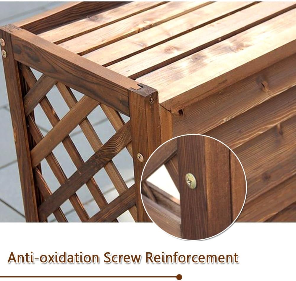 Portable Air Conditioner Cover for Outside Unit Weather Resistant Solid WoProtective Grilles Privacy Fence Screens Flower Rack Shutters Outdoor Plant Display Rack Storage Shelf (S