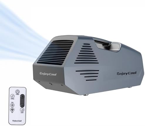 Enjoycool Portable Air Conditioners,2380BTU Fast Cooling Outdoor Air Conditioner•Ergonomic handle,Built-in Cool,Fan,Sleep Modes•24Volt 220W Low Power Consumption•tent air conditioner