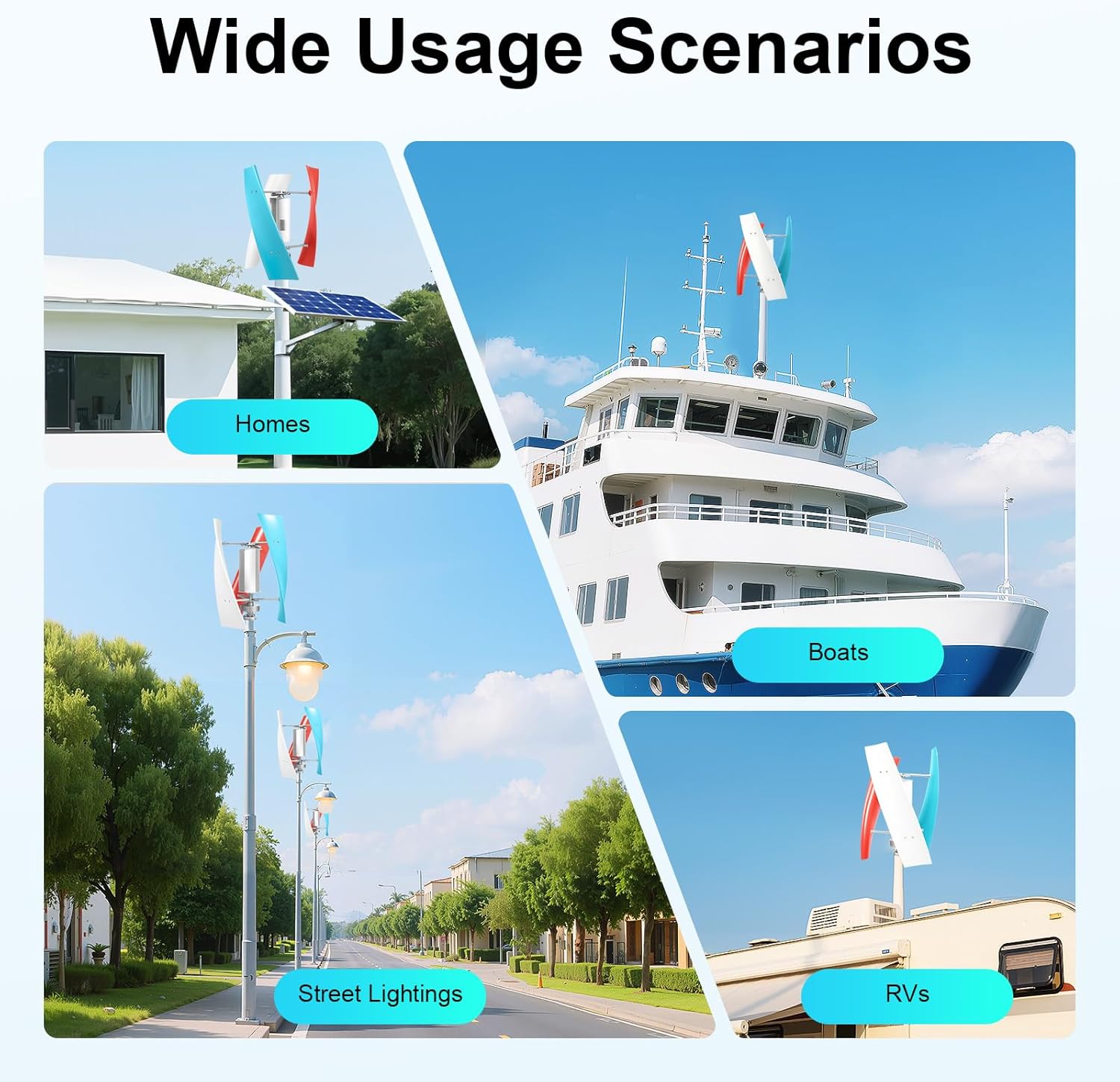 12V 400W Wind Turbine Generator Kit 3 Blade Portable Vertical Helix Wind Power Turbine Generator Kit Wind Speed with Charge Controller for Marine Home Industrial Energy Hybrid Solar Wind System