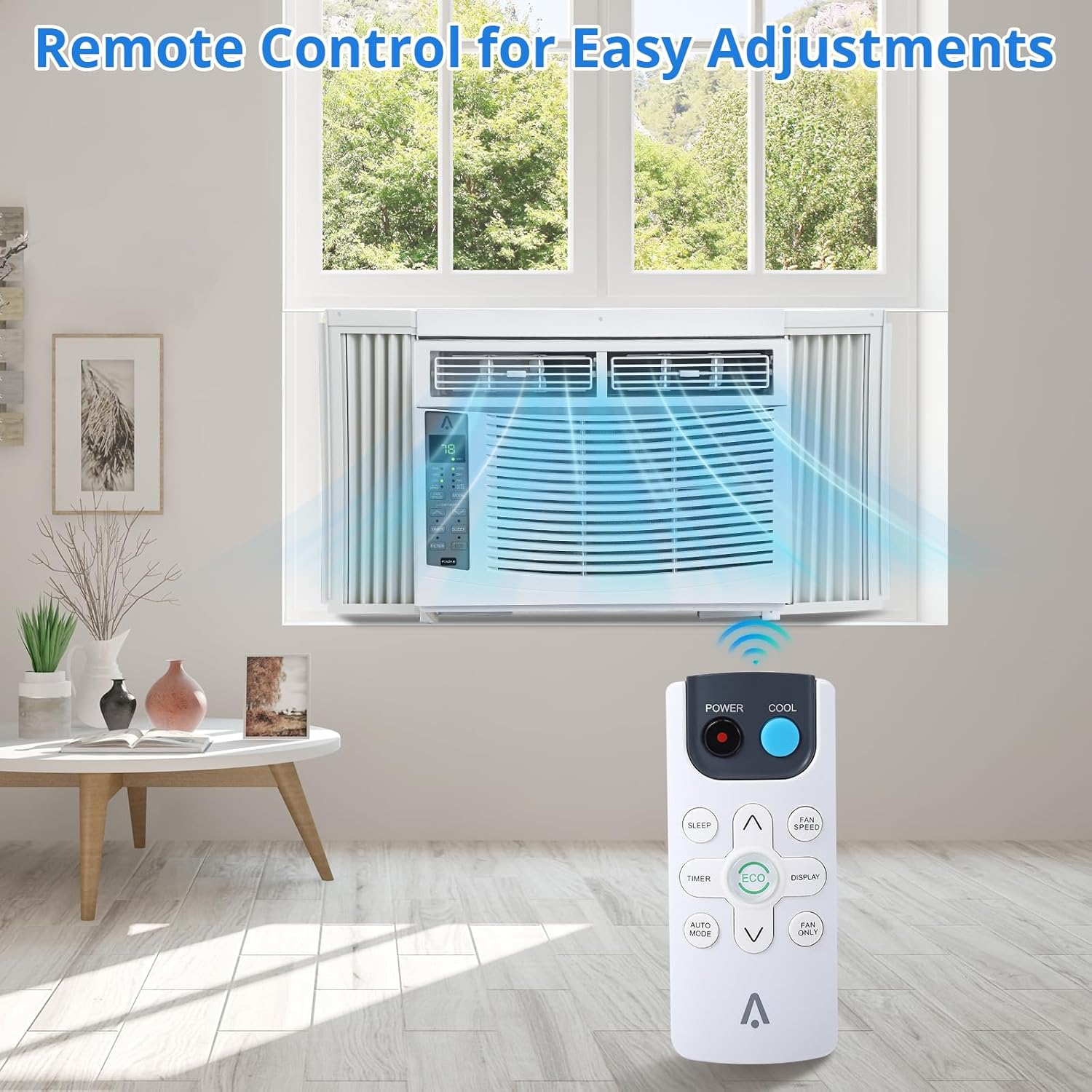 Window Air Conditioner, 6,000 BTU Cools 250 Sq Ft, Smart AC with Remote & App Control, Easy Install Kit, Energy Efficient Cooling for Medium Rooms, White