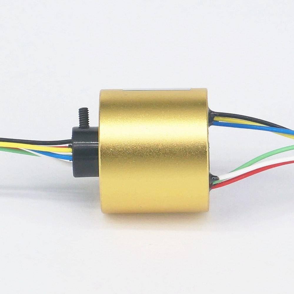 20mm Hole 42mm OD 6 Wires 5A 250Rpm Capsule Slip Ring Alloy Case for Monitor Robotic Wind Power Generator