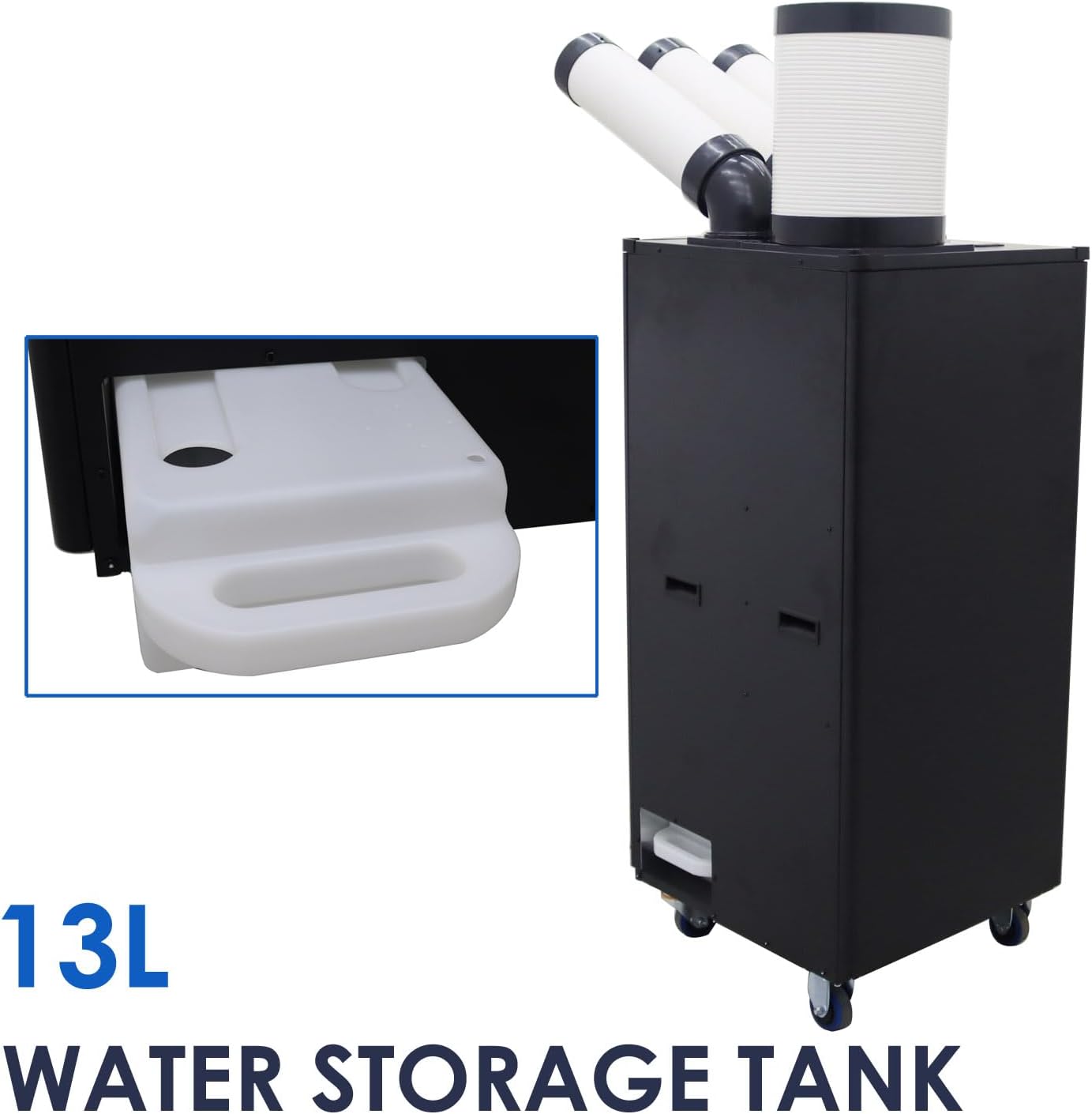 Portable Air Conditioner Industrial Spot Cooler Mobile Cooling Aircon with 13L Large Tank and Wheels for Hospital Warehouse Workshop 220V 2500W