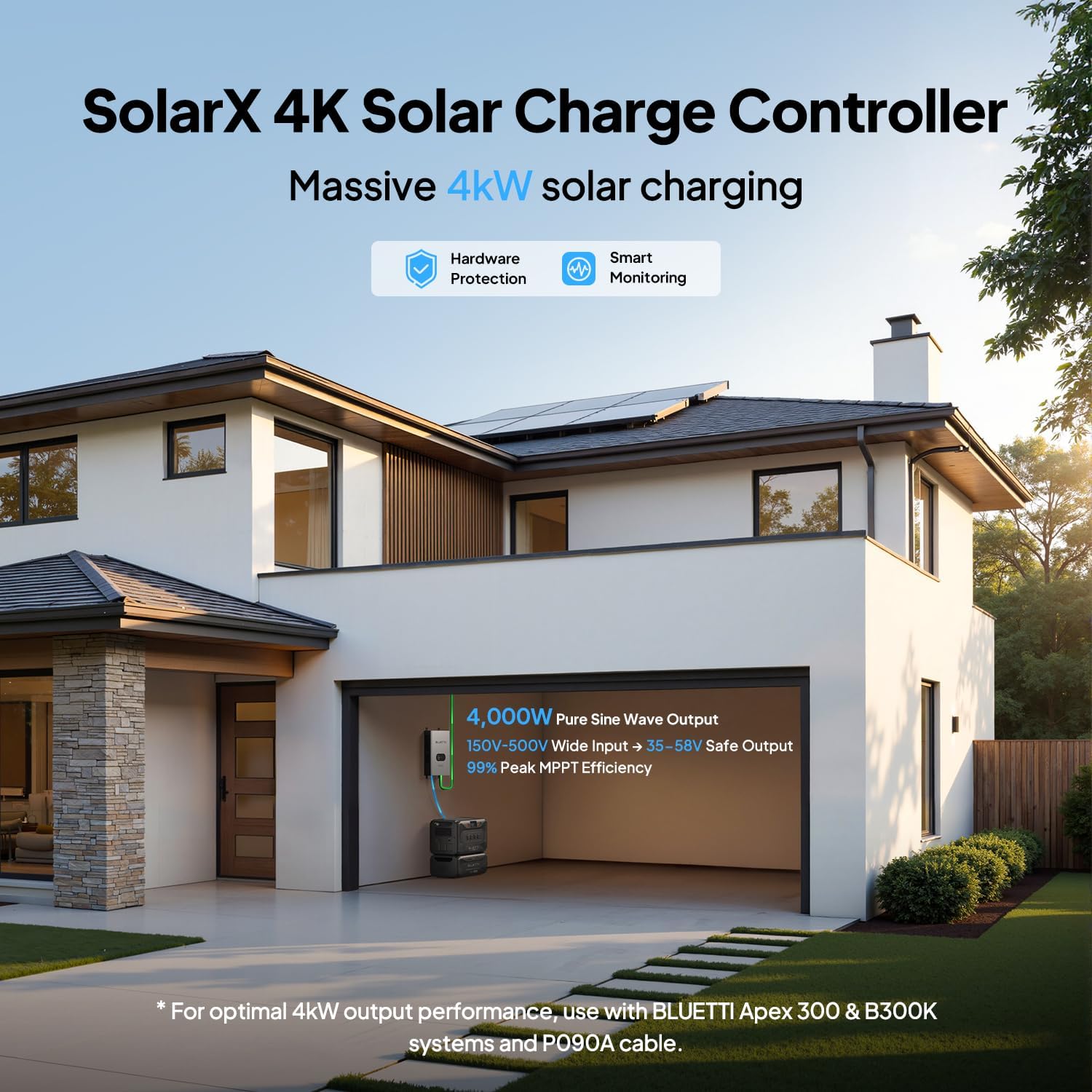 BLUETTI SolarX 4K MPPT Solar Charge Controller, 150V-500V 80A, 99% High Efficiency, Bluetooth/WiFi Controller for Solar Generator Apex 300 & B300K, for RV, Home and Off-Grid Living