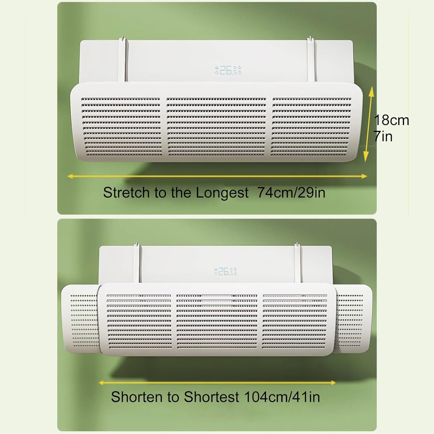 AC Split Unit Flow Deflector,Retractable Air Conditioner Air Deflector,Adjustable Vent Deflectors,Anti-Condensation,Prevent Direct Blowing