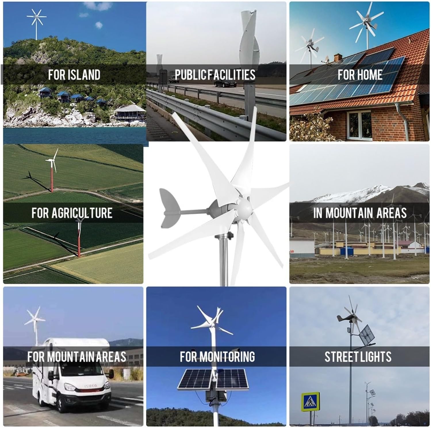 3000W Wind Turbine Kit Horizontal Turbine 12V/24V/48V Low Noise Wind Power Generator with MPPT Controller Industrial Energy(Model2,12V_3000W)