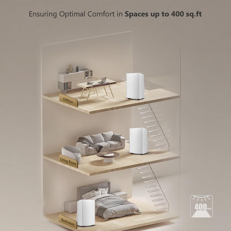 Ukoke USPA0112 4-in-1 12000 BTU Portable Air Conditioner Unit with Cooling, Heating, Dehumidifier & Fan, Remote Control, Window Exhaust Kit - Ideal for Rooms up to 400 Sq. ft, White