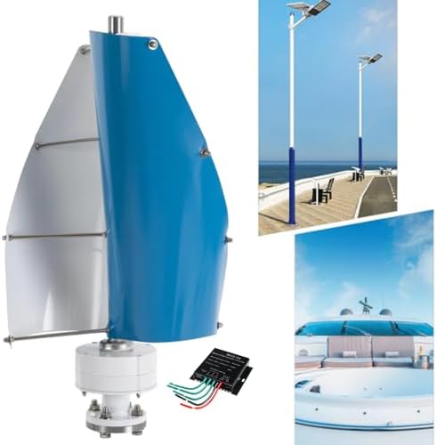 5000W Vertical Wind Turbine Generator Kit - 12V/24V/48V Wind Power System, Maglev Technology, 2 Blades for Home & Street Lighting - Efficient Renewable Energy Solution (Blue)