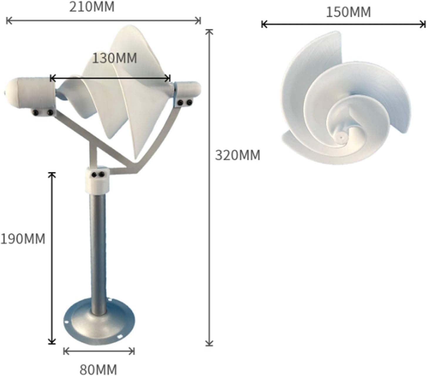 10W Micro Spiral Wind Turbine Generator With LED Light, Small Vertical Wind Turbine Model For Power Display And Educational Use(2pcs)
