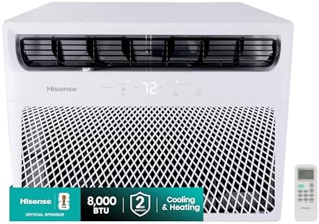 Hisense WCH08R25A Window Air Conditioner, White, 8,000 BTU Heat and Cool, 4 modes (Cooling, Heating, Fan, Dehumidifier), Easy Installation, 2 Years Warranty