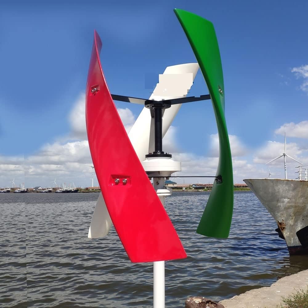 Wind Turbine, Energy Windmill 400w 600w 800w Vertical Axis Permanent Maglev Wind Turbine Generator 12v 24v 48v with MPPT Controller(White,12V)