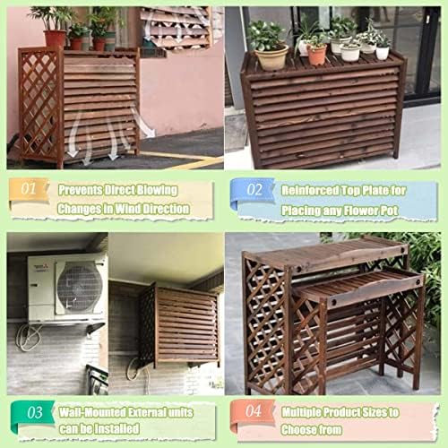 Cover for Outdoor Wooden Air Conditioning Cover, 85x35x75cm Air Conditioner Fence Screen, Freestanding Air Conditioning Flower Rack, Easy to Install, Shutter Design
