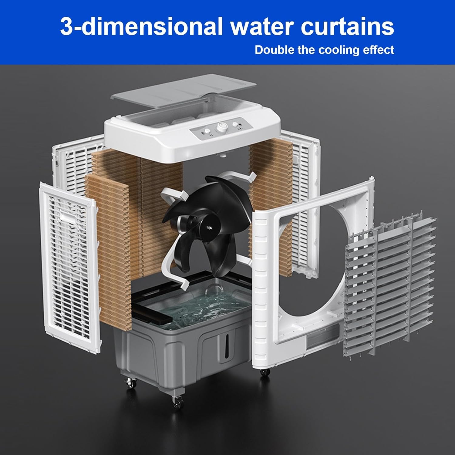 Evaporative Air Cooler, Swamp Cooler Air Conditioner, 120° Oscillation Swamp Cooler, 3 Wind Speeds for Outdoor Indoor Use