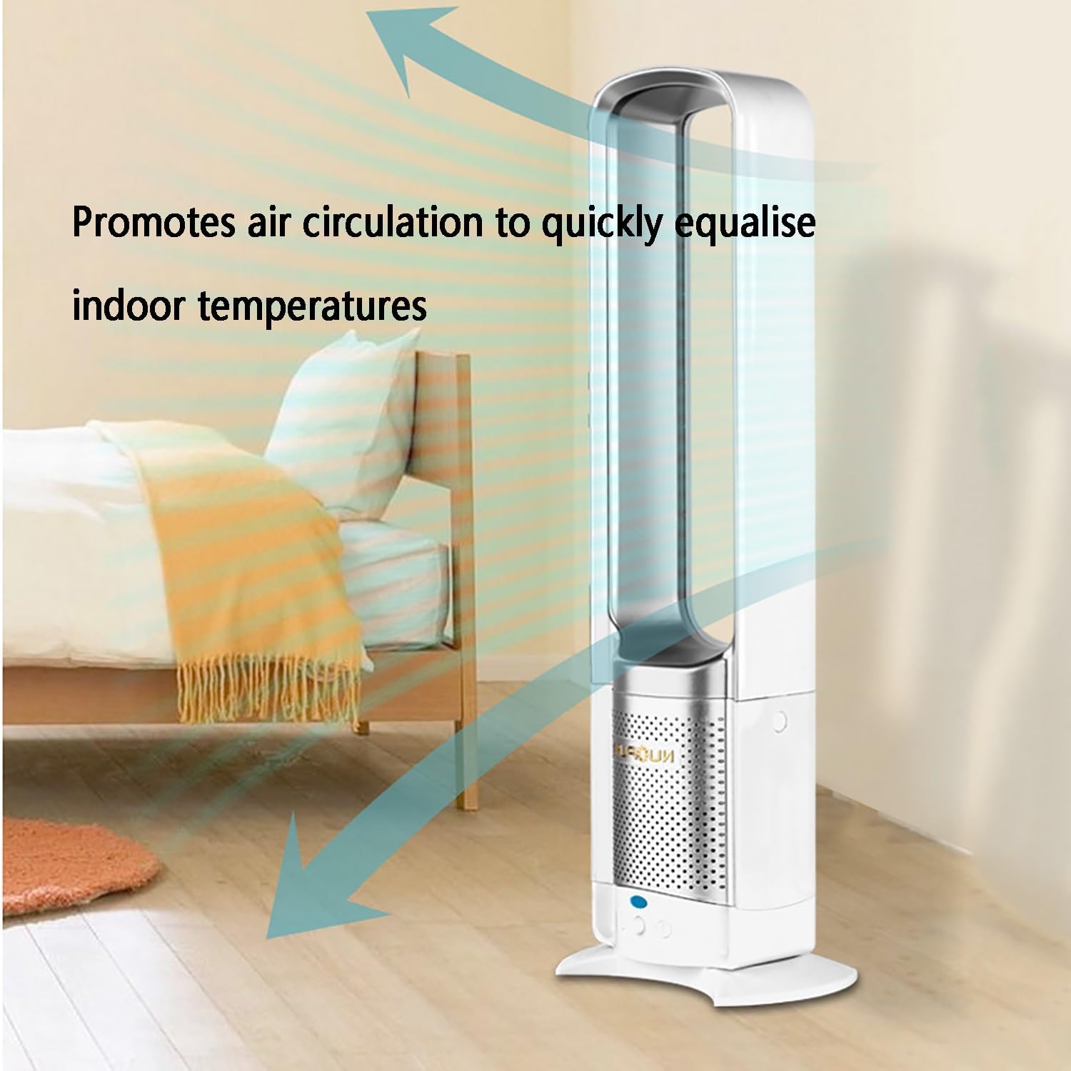 Bladeless Fan Tower Fan with Remote, Oscillating Pedestal Fan, air Circulation Fan，Can be timed, Household Silent Cooling Fan,Matches Perfectly with a Variety of Home décor Styles(Gold)