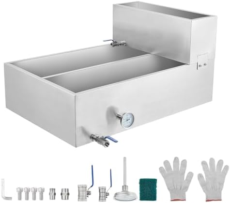 High Capacity Maple Syrup Evaporator Pan - Stainless Steel, 42.7 Gal, Pre-Heating Tank, Thermometer & Drain Valves, Upgraded Seamless Weld, Multi-Heat Compatible, Mini Evaporative Cooler, Size