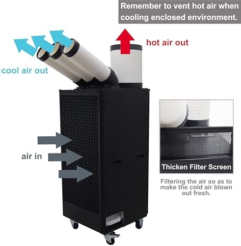 Industrial Spot Cooler Air Conditioner Commercial Mobile Outdoor Cooling Aircon 220V Columns Outlet 1000-1100m³/h Air Flow