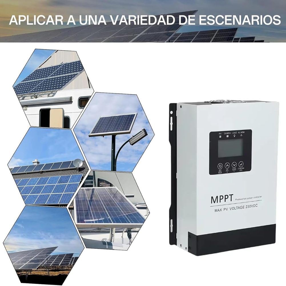 CAJUCA MPPT Wind Power Solar Charge Controller Automatic Recognition with LCD PV Load Solar Controller Regulator 120A for Lead Acid