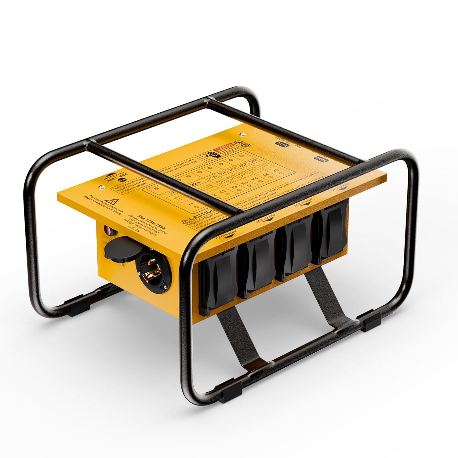 Joinfworld Power Distribution Box,50A 125V/250V NEMA SS2-50 CS6375 Inlet, 30A Circuit Breaker, Individually Controllable Sockets, Heavy - Duty Waterproof Enclosure with Cooling Fan