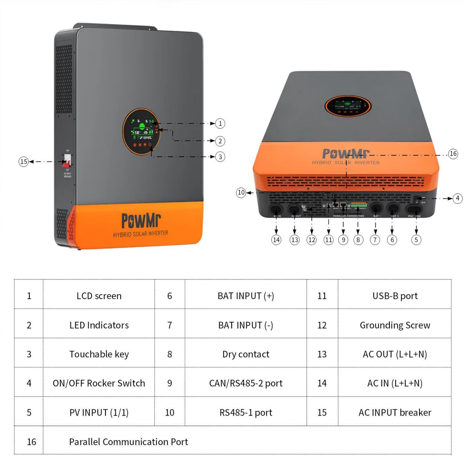 PowMr 10000W Split Phase 48V to 120/240V AC Solar Inverter, UL1741 10KW Inverter with 200Amp MPPT Charge Controller, for 48V Lead Acid, Lithium Battery, User-Define【 Support up to 6 Unit Parallel】