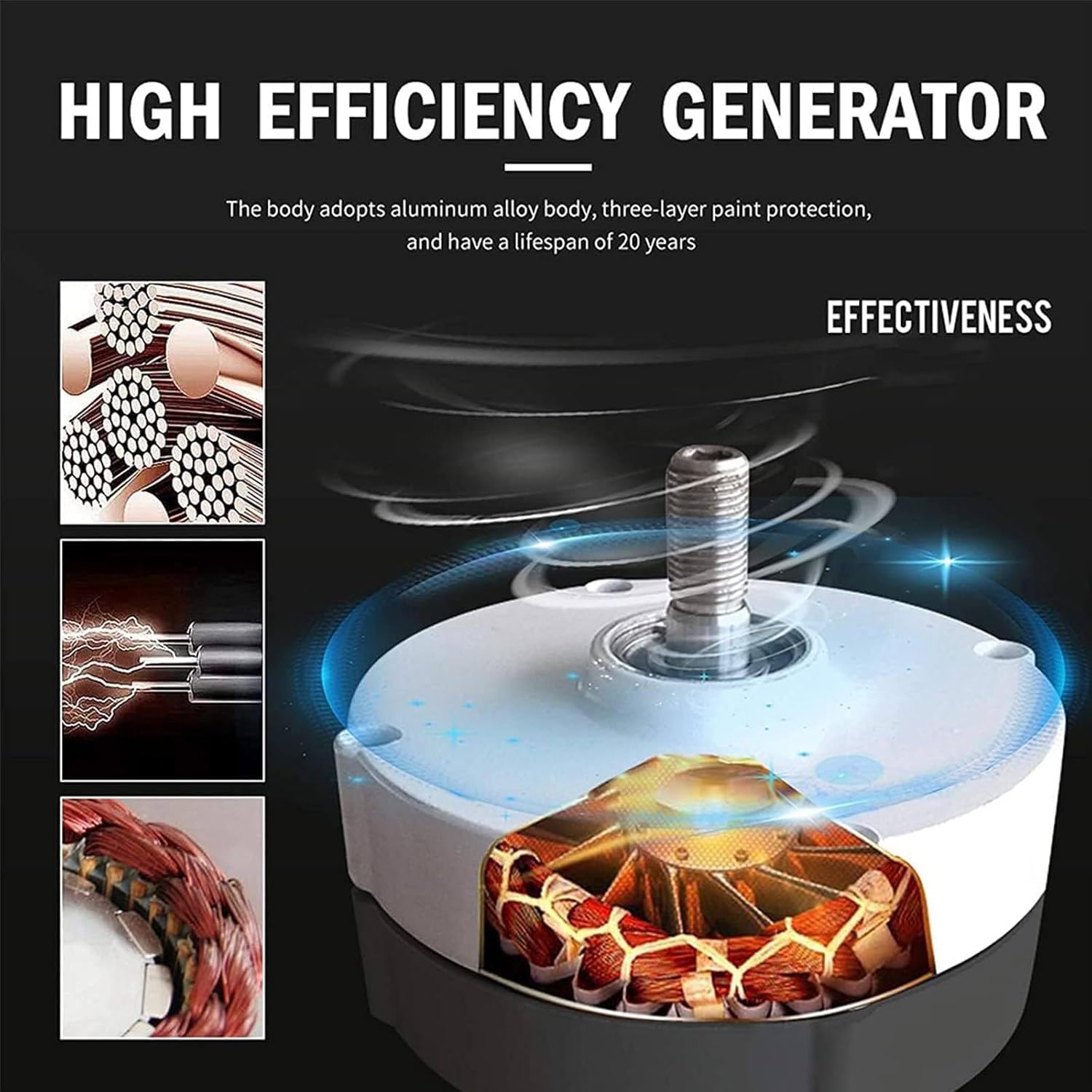 Wind Turbine Generator Kit,3000W Magnetic Levitation Upright Wind Turbine 12V 24V 48V 220V with Waterproof Charge Controller Electricity Producer Equipment for Home RV Roof 48V