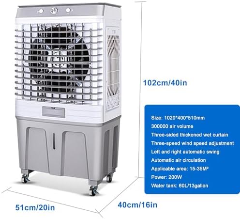 Portable Air Conditioners, 3800 CFM Swamp Cooler with 13 Gal Water Tank, 3-Speed Fan, Evaporative Air Cooler with 4 Ice Packs for Outdoor, Office, Home