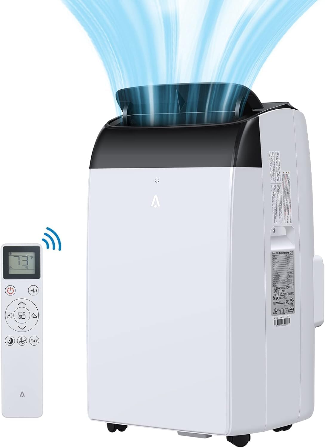 12000 Btu Portable Air Conditioner, Indoors ac unit Fast Cooling 550 Sq. Ft, 3-in-1 Portable Air Conditioner With Fan, Cooling, Dehumidification, Touch Screen Controls, Remote Controller