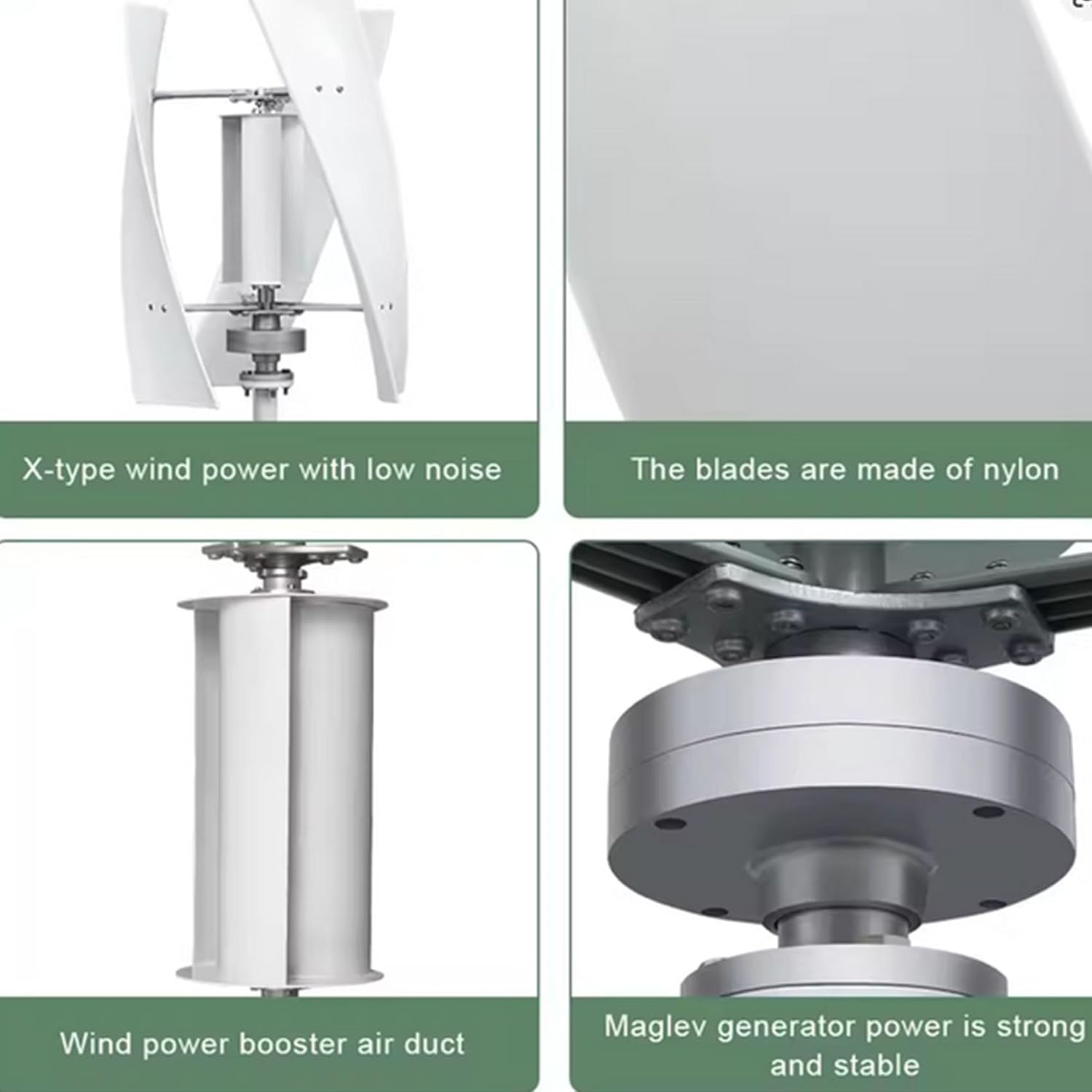 24v,3000W Wind Turbine Generator Set, 3-Blade Household Noise Free Windmill Generator 12V 24V 48V 220V with Controller Suitable for Ships, Terraces, Cabins, Homes