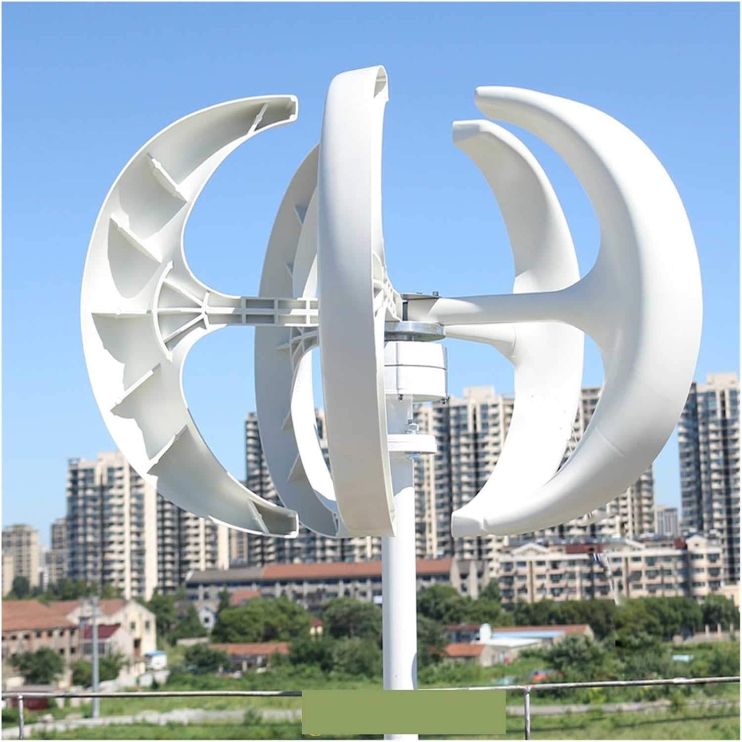 Wind Turbines, Lantern Shape 5KW 12V 24V Vertical Wind Power Turbine Generator Kit for Home 5000W Low Noise Windmill Low Wind Speed Starting Wind Turbines(White,12V)