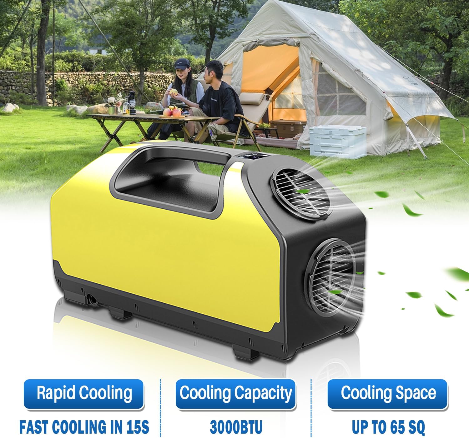 Tent Air Conditioner, 24V 2000BTU 360W Portable Camping Air Conditioner, 15s Fast Cooling LED Display 300Min Contination, 3 Wind Speeds for Van Life, Camping Tent, Outdoor, Indoor White