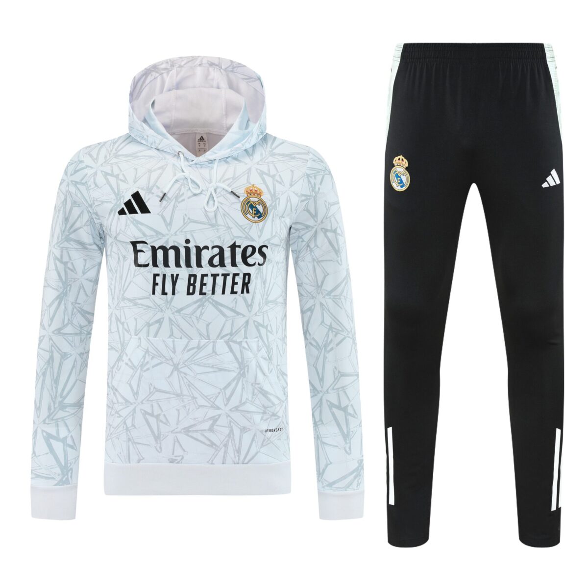 Conjunto manga larga Real Madrid blanco triangulos - NewNow