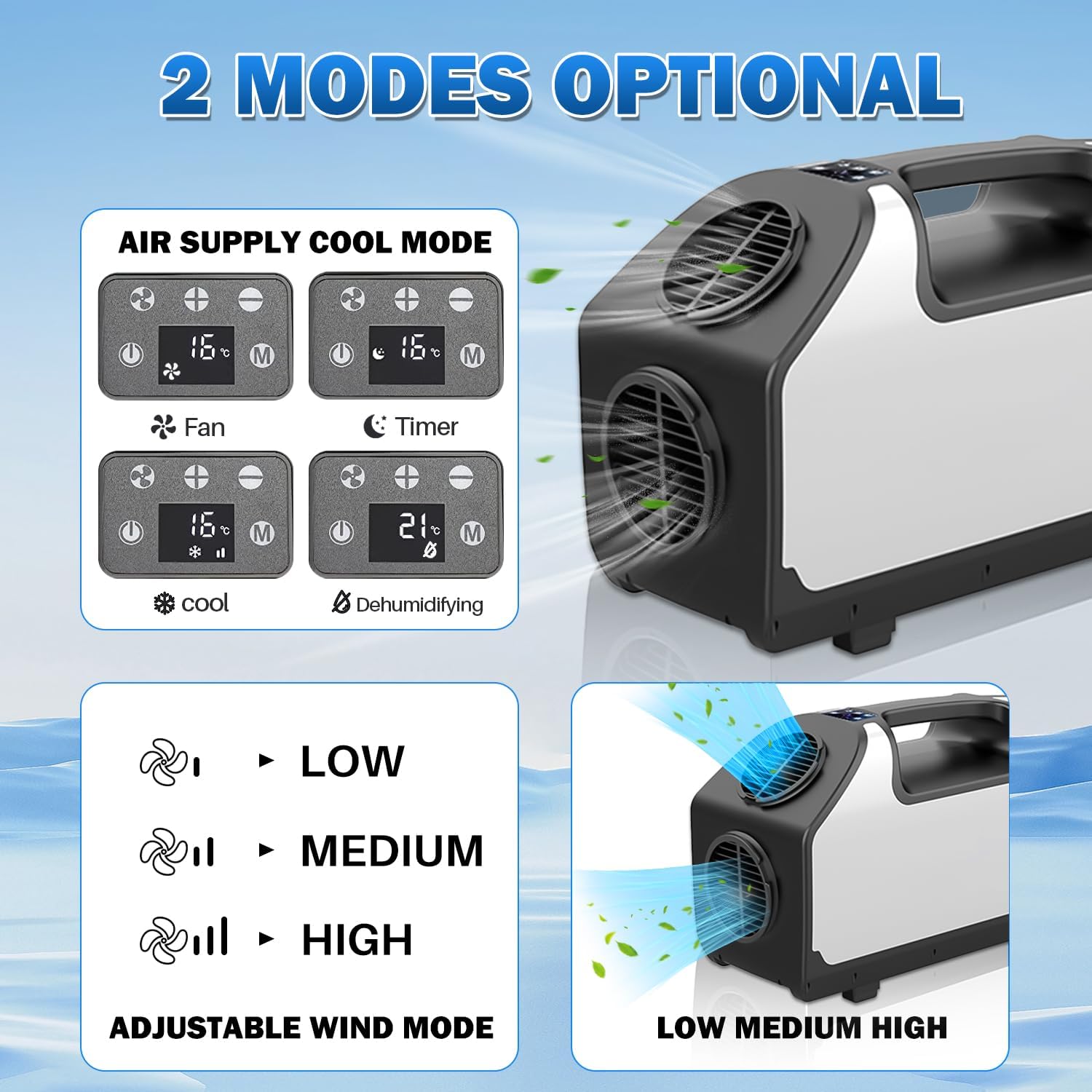 Tent Air Conditioner, 24V 3000BTU 700W Portable Camping Air Conditioner, 15s Fast Cooling LED Display 300Min Contination, 3 Wind Speeds for Van Life, Camping Tent, Outdoor, Indoor White