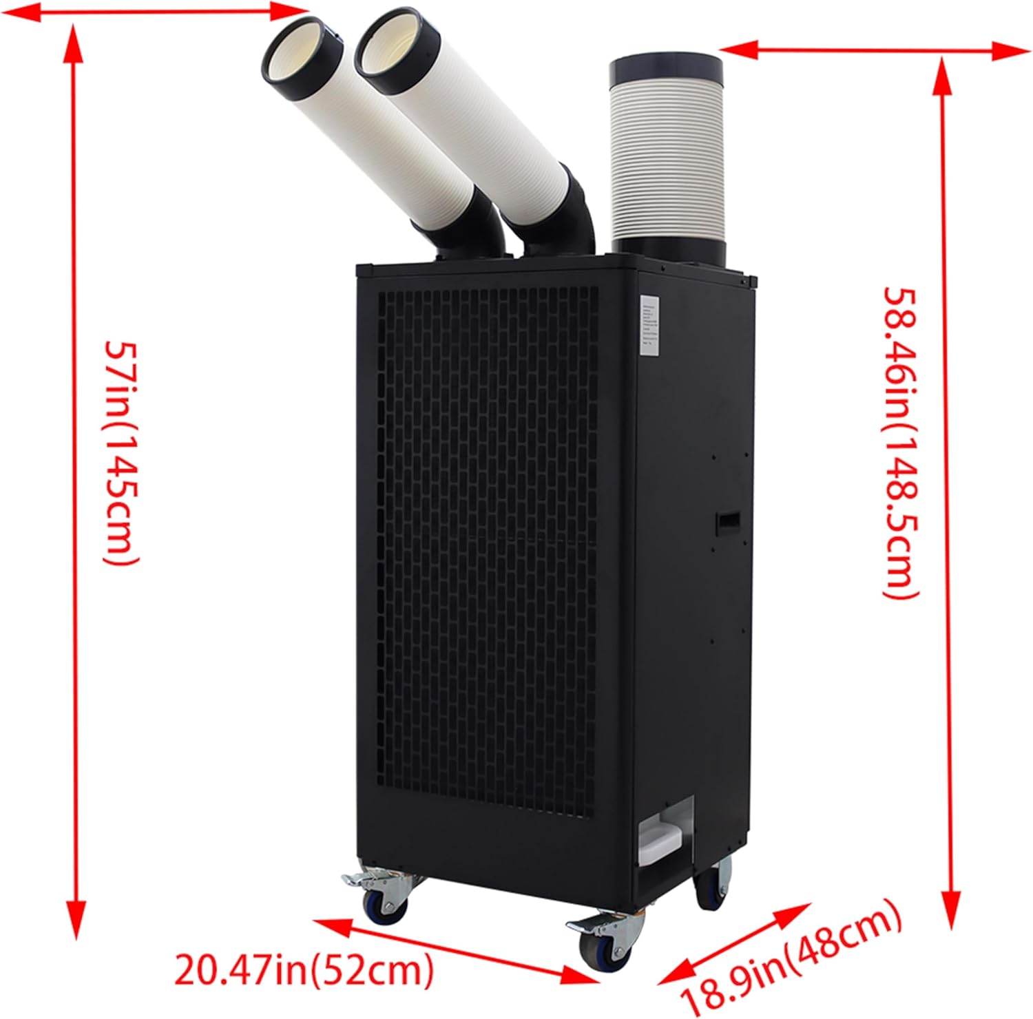 220V Industrial Portable Conditioner Air Flow 780m³/h with Wheels 8L Tank Double Outlet Commercial Spot Cooler Adjustable Outlet Ideal for Insititute Workshops Outdoor Events 2100W