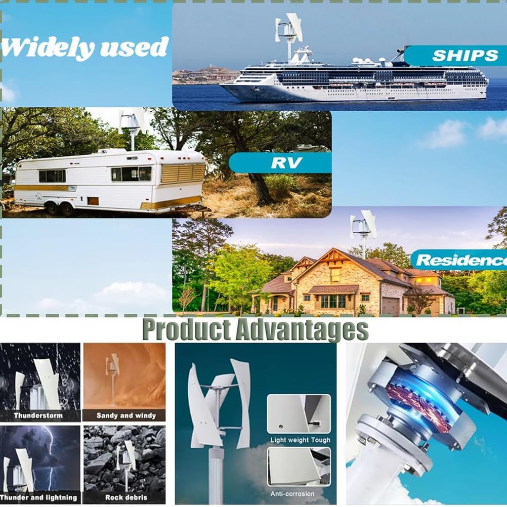 10000W Wind Turbine Vertical Axis Permanent Maglev Generator, 12V-220V Magnetic Levitation Vertical Axis Electric Power Generator,with Controller