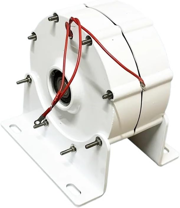 Electric Generator 2KW Low Speeds 48V 24V 12V 3 Phase Gearless Permanent Magnet AC Alternators for Wind Water Turbine Home Use Industrial Energy(with Base,Double Shaft_24V)