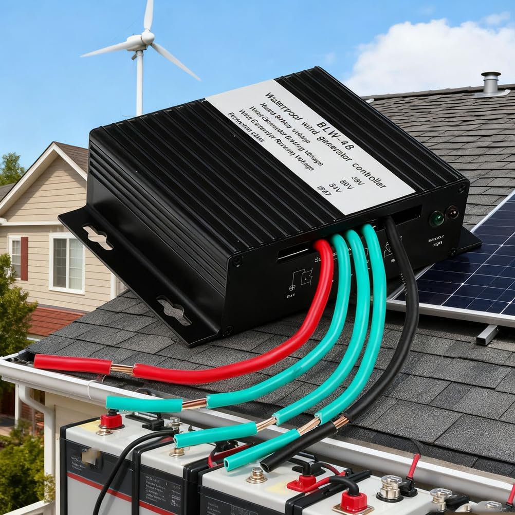 12000W Efficient Waterproof MPPT Charge Controller,DC12V24V 48V IP67 Wind Turbines Generator Battery Charge Controller Regulator,Black,24V